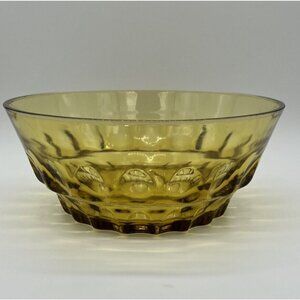 Vintage Hazel Atlas Amber Glass Thumbprint Salad Bowl 10" Mid-Century Design